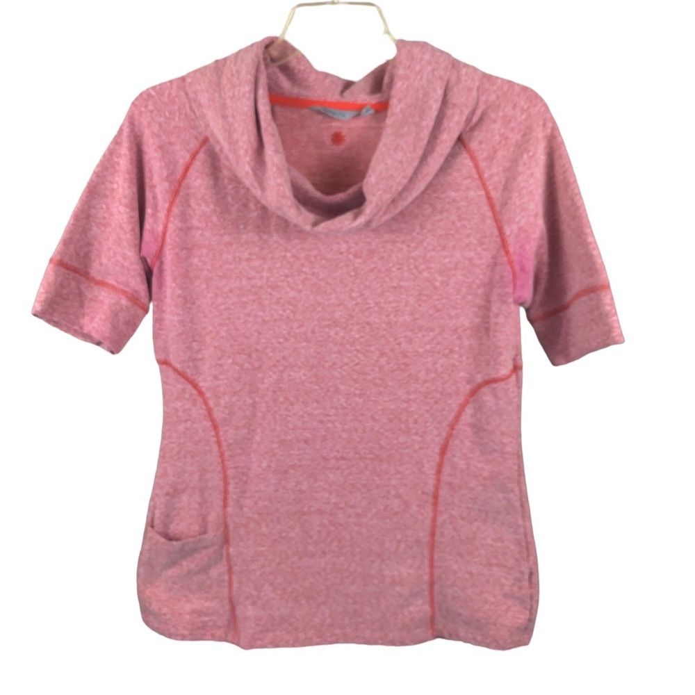 Women's Athleta Coronada Pink and Red Heathered Cowl Neck Pullover. Size Large